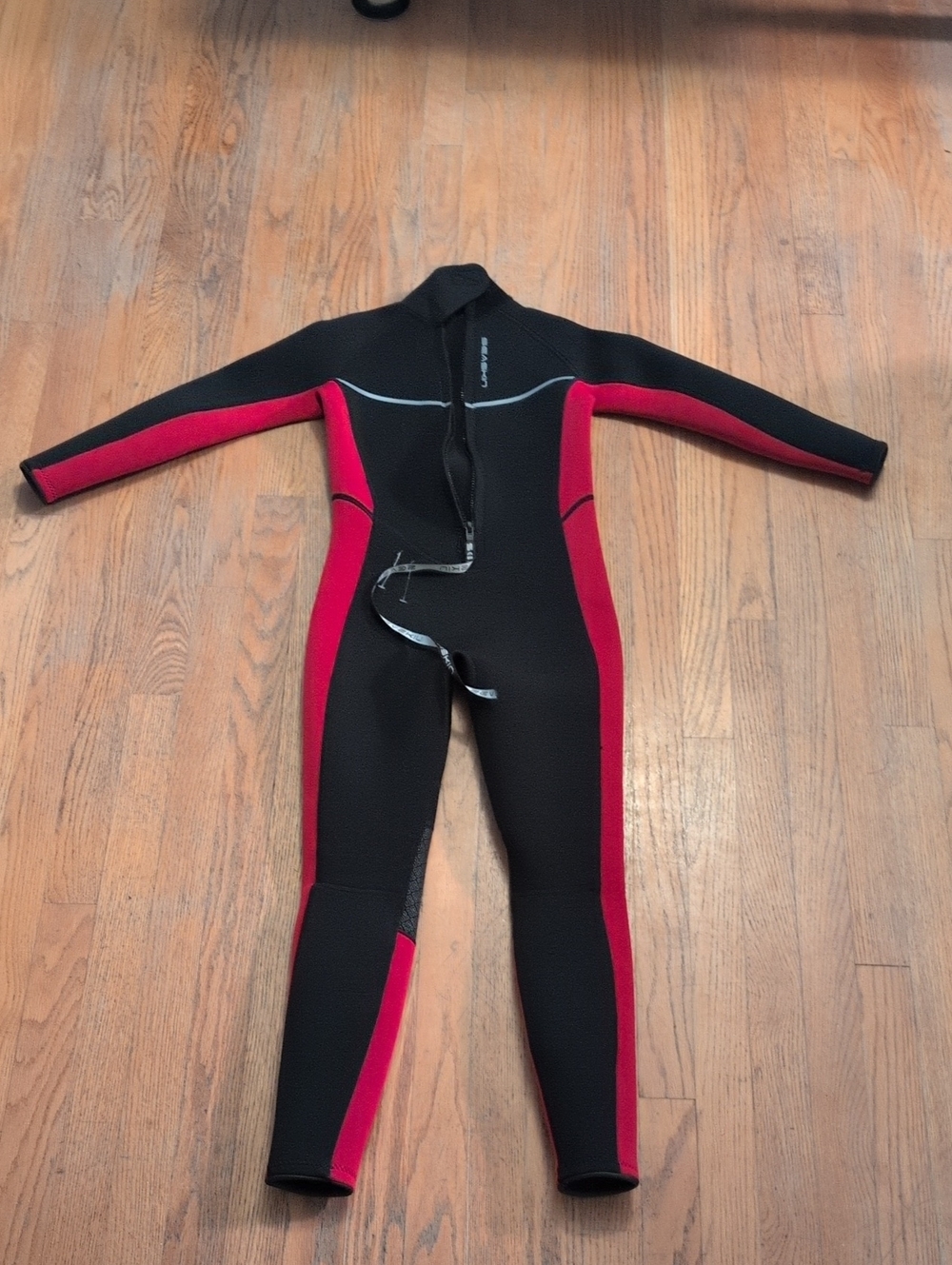 Women's Black & Red Full-Body Swim One-Piece Wetsuit